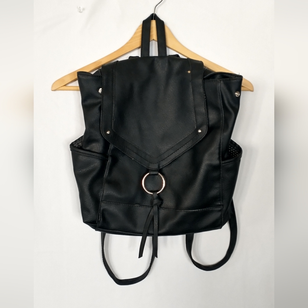 American Eagle Black Boho Bohemian Faux Leather Backpack